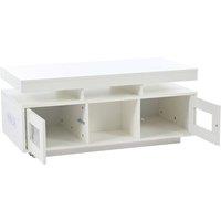KORVIXA Coffee Table with 2 Acrylic Doors in White | Size: 100 cm x 100 cm