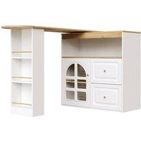 KORVIXA Rotating Sideboard Bar Table with Storage Cabinet in White | Size: 100 cm x 100 cm