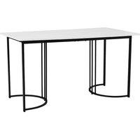 KORVIXA Kitchen Dining Table Marble Effect Tabletop in Warm White | Size: 100 cm x 100 cm