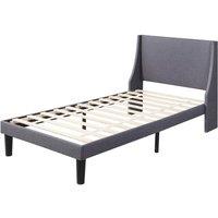KORVIXA 3ft Single Bed Upholstered Platform Bed Frame in Grey