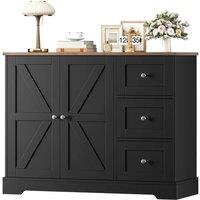 PAWNORA Kitchen Storage Cabinet with 3 Drawers & 2 Doors black