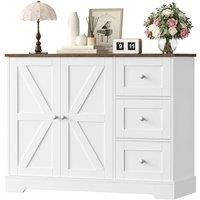 PAWNORA Kitchen Storage Cabinet with 3 Drawers & 2 Doors white