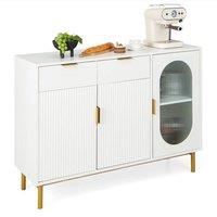 Kelvenix Kitchen Storage Sideboard Dining Buffet Server Cabinet Cupboard in White
