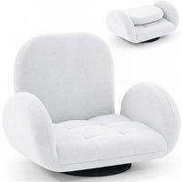Kelvenix Swivel Floor Chair Folding Gaming Chair in White | Size: 0.6m2