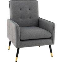 Kelvenix Modern Upholstered Sofa Chair Linen Fabric Accent Armchair in Grey | Size: 0.6m2