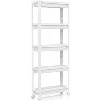 Kelvenix 5-Tier Slim Rolling Storage Cart Space-Saving Mobile Utility Organizer in White | Size: 0.6m2