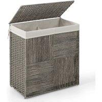 Kelvenix 110L Laundry Hamper Bathroom Hand-woven Rattan Laundry Basket in Grey | Size: 0.6m2