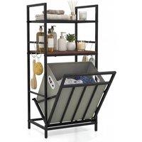 Kelvenix 2-Tier Laundry Hamper with Tilt-out Basket in Black | Size: 0.6m2