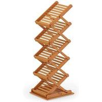 Kelvenix Foldable Bamboo Magazine Rack 5 Pocket in Walnut