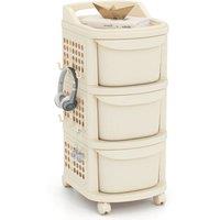 Kelvenix 3-Drawer Utility Cart Rolling Plastic Storage Organizer in Beige | Size: 0.6m2
