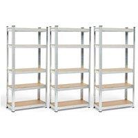 NESTLUNE 5-Tier Garage Shelving Units VonHaus Pack of 3 in Grey | Size: 10000mm x 520mm