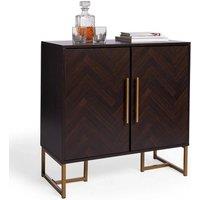 NESTLUNE Dark Wood Sideboard | Parquet Storage Cabinet 2 Doors in Brown | Size: 100 cm x 15 cm