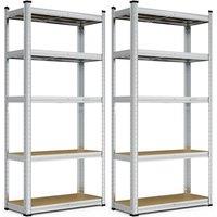 NESTLUNE 5-Tier Garage Shelving Units Pack of 2 - 1.5m Rackings in Grey | Size: 10000mm x 520mm