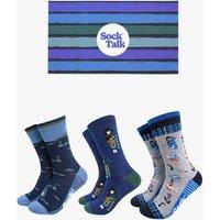 Sock Talk Men's Scottish Highlands Bamboo Socks Gift Set in Navy | Size: 7-11