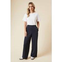 Dorothy Perkins Women's Petite Button Tailored Wide Leg Trouser in Navy | Size: 18