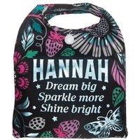 History & Heraldry Women's Personalised Sparkle Shopper Bag - Over 80 Names & Titles - Hannah in Black