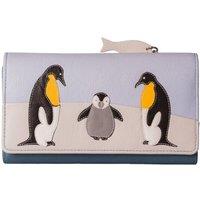 Mala leather Women's Penguin RFID Leather Trifold Purse in Blue