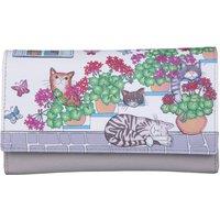 Mala leather Women's Santorini Cats Leather Matinee Purse - Soft Nappa RFID Wallet in White | Size: Large