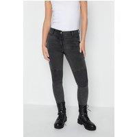 PixieGirl Women's Petite Skinny Biker Jeans in Black | Size: 6