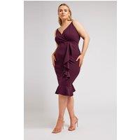Yours Women's Ruffle Wrap Dress in Purple | Size: 22