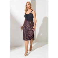 Yours Women's Sequin Midi Skirt in Pink | Size: 24