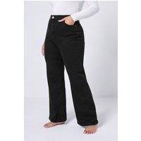 Yours Women's Wide Leg Denim Jeans in Black | Size: 14