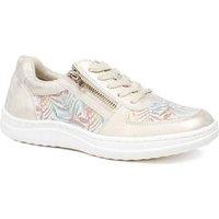 Pavers Women's Zip & Lace Trainers With Metallic Accent in Gold | Size: 8
