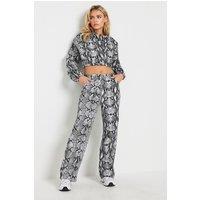 PixieGirl Women's Petite Snake Print Straight Leg Jeans in Grey | Size: 12
