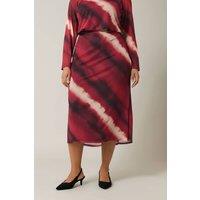 Evans Women's Abstract Print Mesh Midi Skirt in Red | Size: 22-24