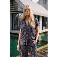 Long Tall Sally Women's Tall Tile Print Shirt in Dark Navy | Size: 20