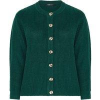 Yours Women's Metal Button Knitted Cardigan in Dark Green | Size: 30-32