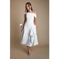 Coast Women's Bardot Waterfall Crepe Midi Bridal Dress in Ivory | Size: 10