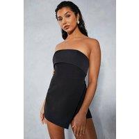 MissPap Women's Fold Over Corset Skort Playsuit in Black | Size: 12