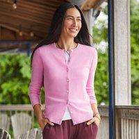 Lands' End Women's Crew Neck Cashmere Cardigan in Pink | Size: 16-18
