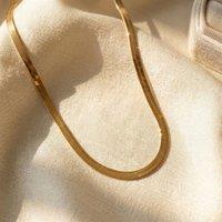 Harfi Women's 18k Gold Vermeil Plated Herringbone Chain Necklace | Size: 18 inches