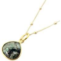 Harfi Women's 18ct Gold Plated Emerald Crystal Charm Necklace | Size: 18 inches