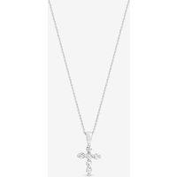 Simply Silver Women's 925 Sterling Silver Cubic Zirconia Cross Necklace - Gift Pouch