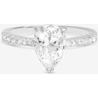 Simply Silver Women's Sterling Silver Pear Cut Engagement Ring - Gift Pouch | Size: Large