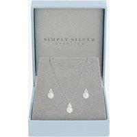 Simply Silver Women's 925 Sterling Silver Freshwater Pearl Set - Gift Box