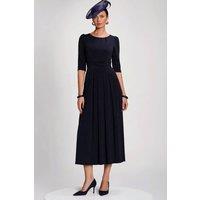 Jolie Moi Women's 3/4 Sleeve Plain Jersey Maxi Dress in Navy | Size: 22