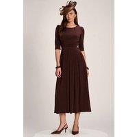 Jolie Moi Women's 3/4 Sleeve Plain Jersey Maxi Dress in Brown | Size: 8