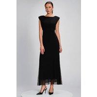 Jolie Moi Women's Lace Insert Mesh Maxi Dress in Black | Size: 10