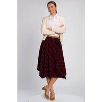 Jolie Moi Women's Check Asymmetric Woven Midi Skirt | Size: 12