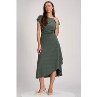 Jolie Moi Women's Asymmmetric Draped Midi Dress in Khaki | Size: 10