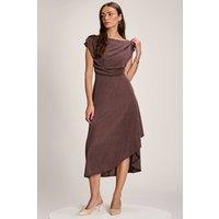 Jolie Moi Women's Asymmmetric Draped Midi Dress in Brown | Size: 16