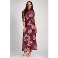 Jolie Moi Women's High Neck 3/4 Sleeve Mesh Maxi Dress | Size: 20