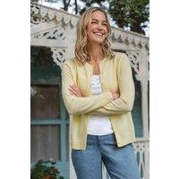 WoolOvers Women's Cashmere & Merino Classic Crew Neck Cardigan in Yellow | Size: XS