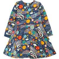 Frugi Girl's Sofia Skater Dress in Blue | Size: 3-4 Years