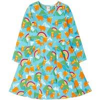 Frugi Girl's Sofia Skater Dress in Blue | Size: 1-2 Years