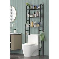 Living and Home 3 Tiers Metal Organizer Over Toilet Rack Storage Shelves Bathroom in Black